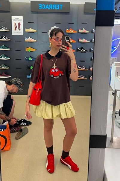 GIA - ART Fusta cu design mini cu tăietură cu balon galben