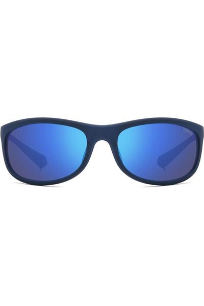 Polaroid PLD 2154/S FLL/5X Men's Polarized Sunglasses, Blue, Rectangular, 64 mm