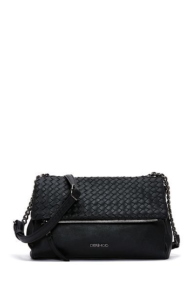 Derimod Black Braided Women's Crossbody Bag - Long Strap 24Wbd 241518