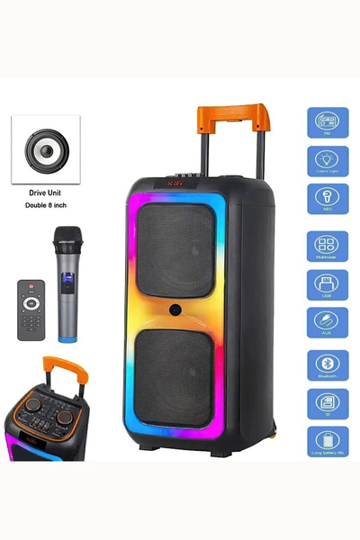 BGGTech Ultra Güçlü Bluetooth Hoparlör Taşınabilir Renkli Işıklı Yüksek Ses K...