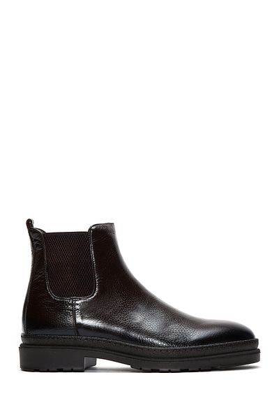 Derimod Men's Brown Leather Casual Chelsea Boots 24Wfd6017Ft