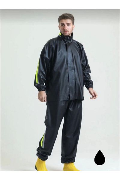 Silerra Full Fit Biker Courier Waterproof Raincoat Suit - Black