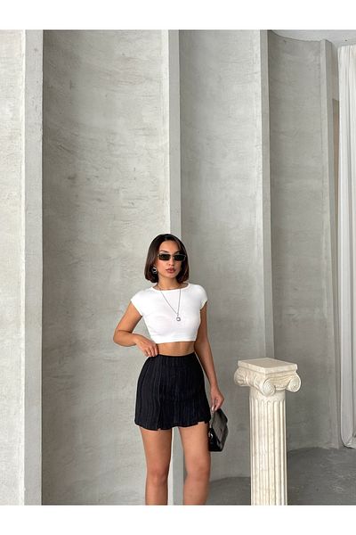 Miss Prova Fusta mini pantaloni scurți din amestec de in cu detaliu cu fantă Mıssetk2640