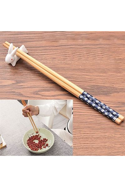 Muchmy Pair Of Stylish Bamboo Floral Chopsticks Perfect Wooden Material Long Chopstick
