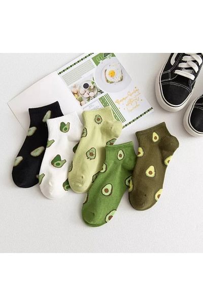 Bestrend 5 Pack Avocado Patterned Booties Socks Unisex