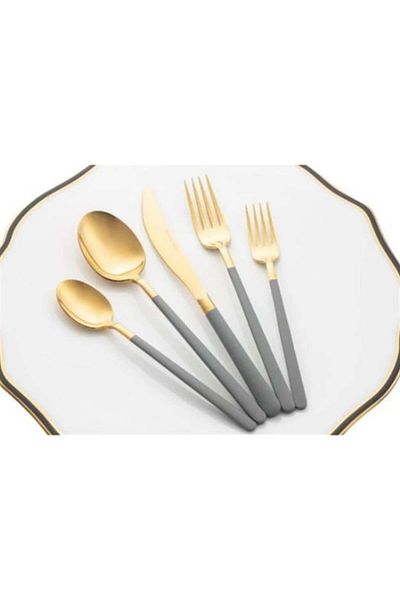 mekanhomeworks Mikasa Moor Gray Pluma Gold 30 Piece Fork & Knife & Spoon Set