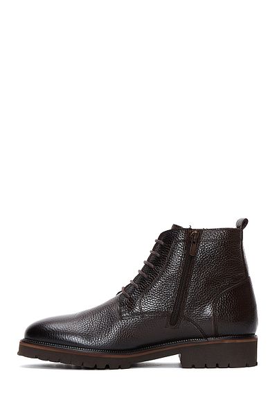 Derimod Men's Brown Lace-Up Leather Zippered Casual Boots 24Wfd6014Ft