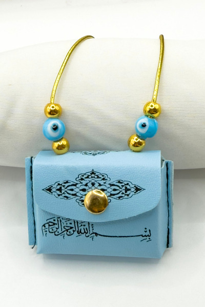 biuti Mavi Nazar Boncuklu Deri Çantalı Mini Kur'an-ı Kerim Lastikli Araba Dik...