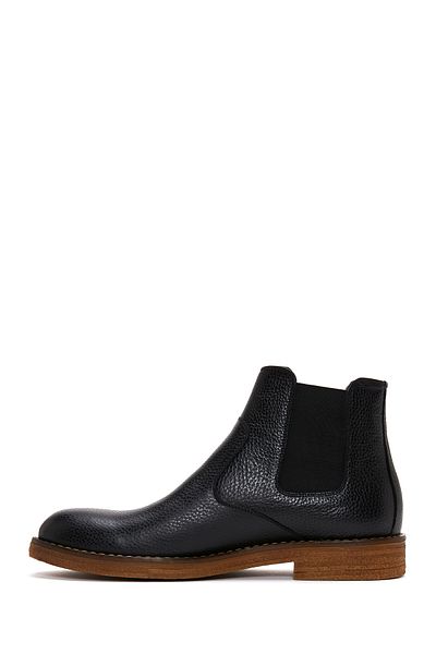 Derimod Men's Black Leather Casual Chelsea Boots 24Wfd6009Ft