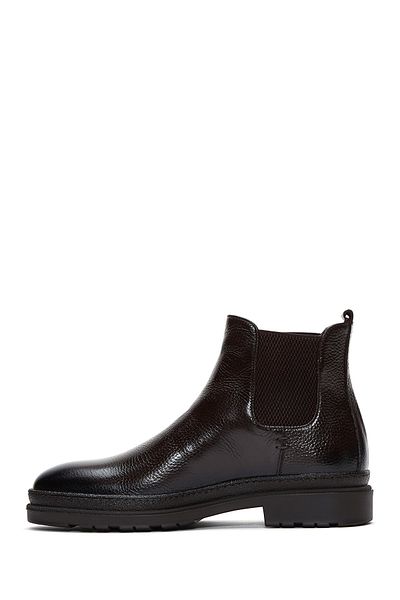 Derimod Men's Brown Leather Casual Chelsea Boots 24Wfd6017Ft