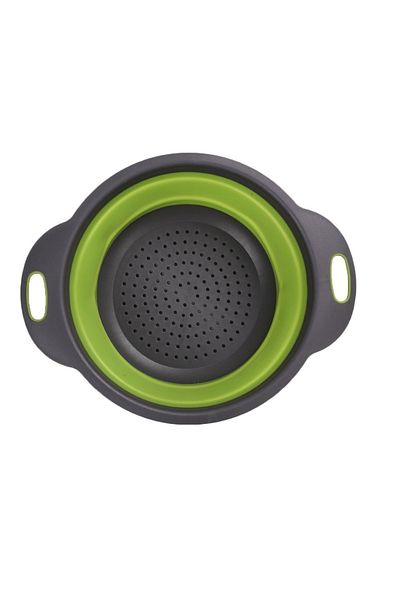 Ikonka Silicone Colander, Foldable, 24 Cm, Green/Grey