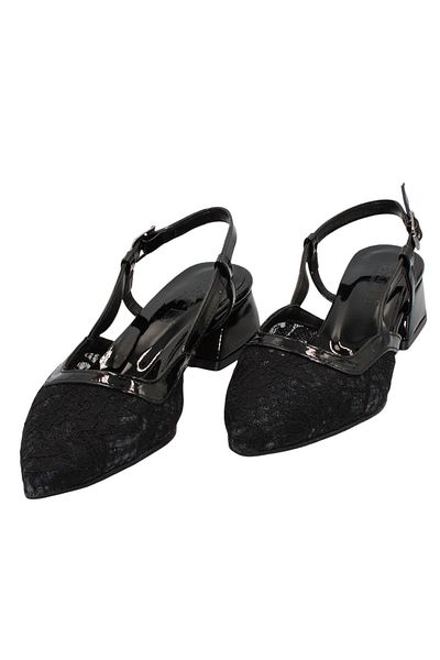 Celira Black Tulle Classic Low Heel Women's Shoes