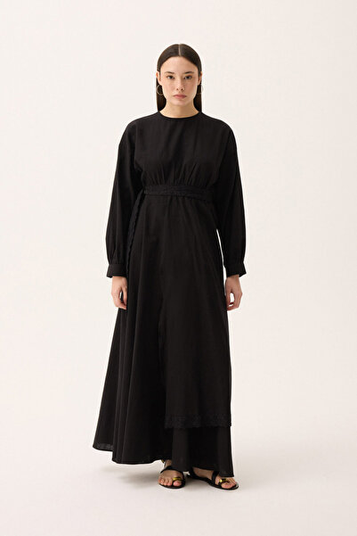 ZÜLAYS Güpürlü Zeren Elbise Siyah