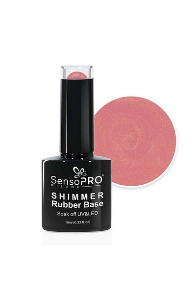 SensoPRO Milano Bază de cauciuc strălucitor SensoPRO Milano - #13 Roz muzical auriu strălucitor, 10ml