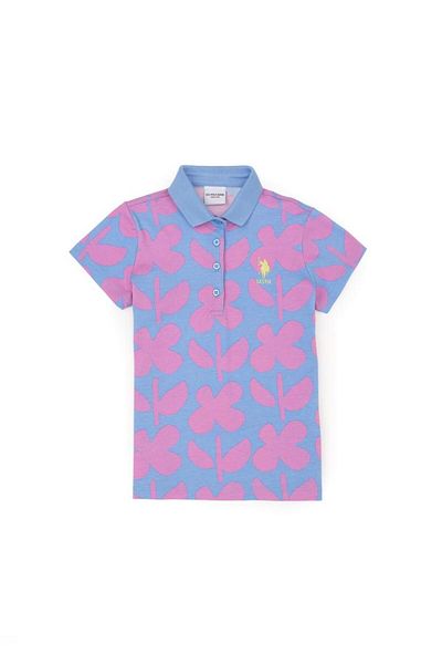 U.S. Polo Assn. Girl's Dark Blue Polo Neck T-Shirt