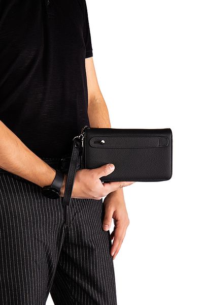 Niki Leather Чанта с цип Morata от естествена кожа в черно