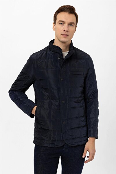 SÜVARİ Lacivert Regular Kapitone Hakim Yaka Mont