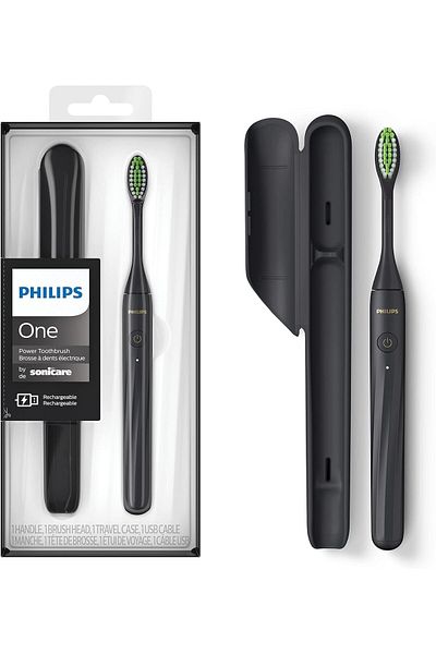 Philips One by Sonicare Rechargeable Toothbrush, Shadow Black, HY1200/06