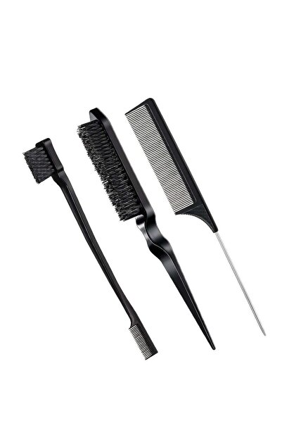 Care And Smile Comb 3 Pcs Slick Back Hair Brush Set Bristle Hair Brush Edge Control Brush Teasing Co