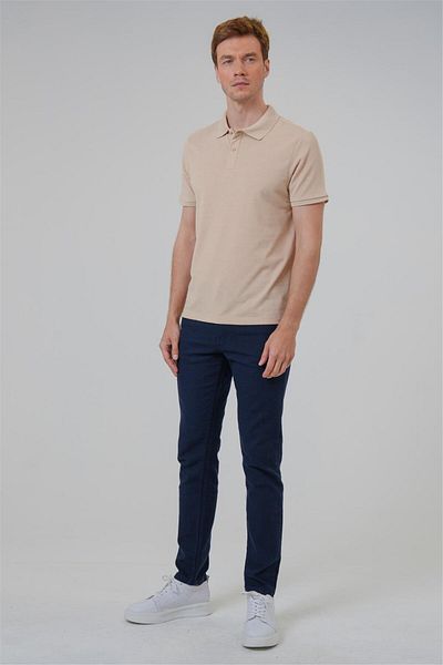 SÜVARİ Μπεζ κανονικό μπλουζάκι Dobby Polo Collar