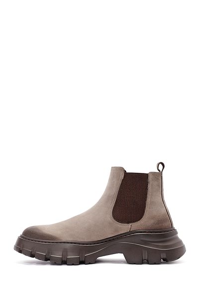 Derimod Men's Beige Nubuck Leather Chelsea Boots 24Wfd6416V3