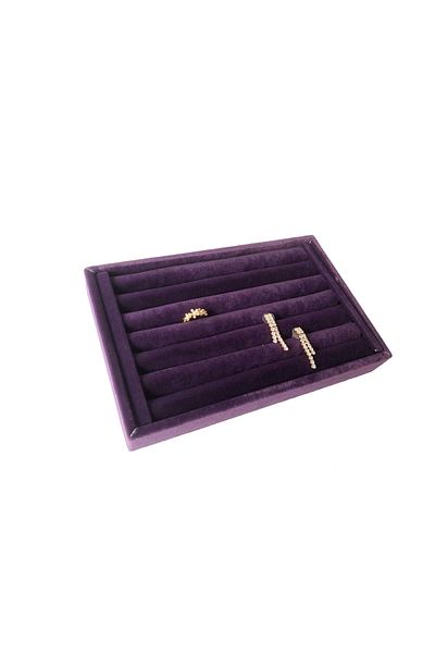 MeGass Dekor Domestic Production Small Size Suede Fabric Purple Color 22.5/14.5 Cm Roll Drawer Ring Stand
