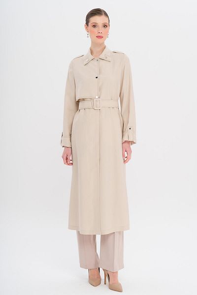 Olcay Modal Trench Coat χωρίς επένδυση με λεπτομέρεια ραφής αντίθεσης TAŞ 6717