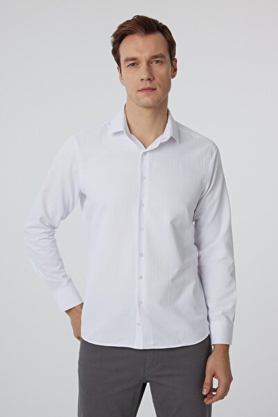 SÜVARİ Angular Cuff Slim Dobby Shirt