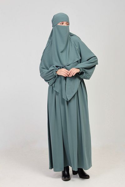 Altobeh Σετ Abaya - Σετ 3 τεμαχίων - Σετ με βολάν με ζώνη, σεντόνι και πέπλο