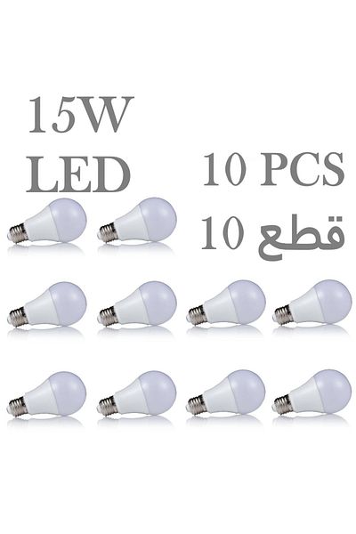 Sky Lights LED bulb, elbow lamp, spherical lamp, energy saving, 15 watts, white light color, set of 10 pieces, LED E27 15w