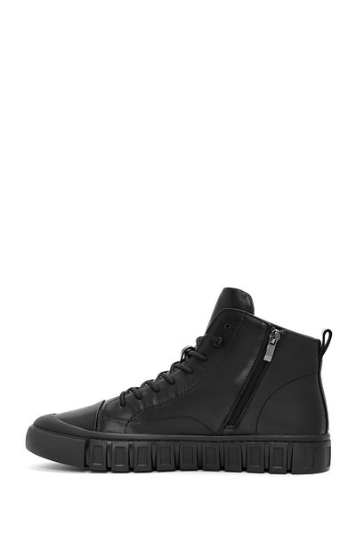 Derimod Men's Black Leather Zippered Sports Boots - 24Wfd 691518