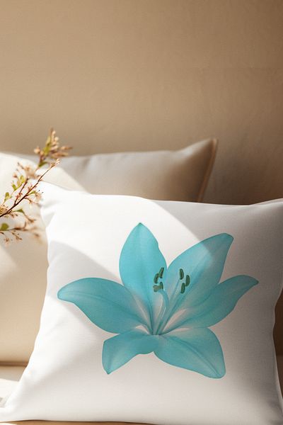 qoeuyl boutique Colorful Lily Flower Printed Gift Satin Decorative Pillow