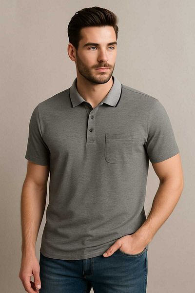 gigigiyim Ανδρικό μπλουζάκι μονόχρωμο Polo Neck
