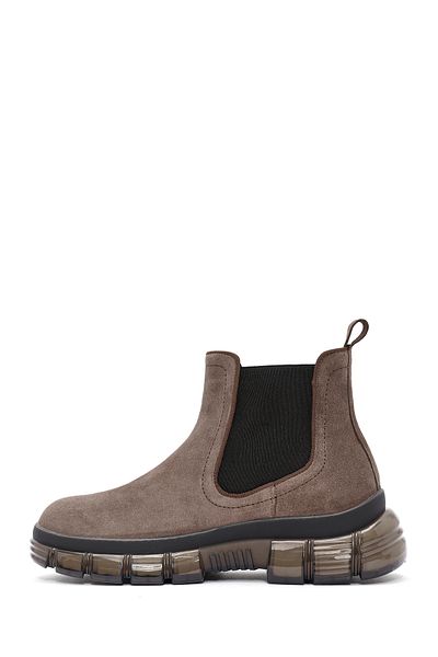 Derimod Men's Beige Suede Leather Chelsea Boots 24Wfd 701610