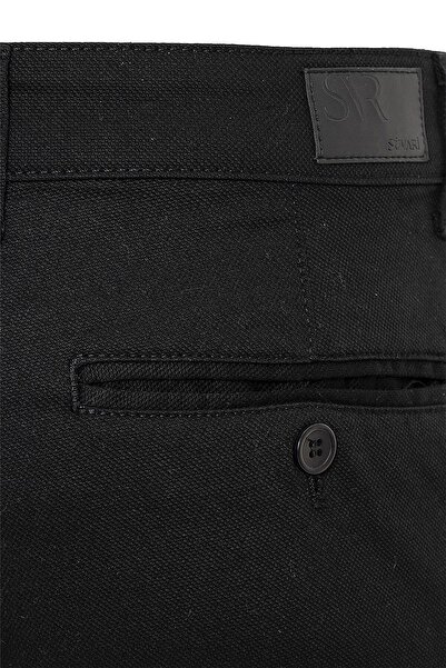SÜVARİ Siyah Slim Fit Armürlü Pantolon