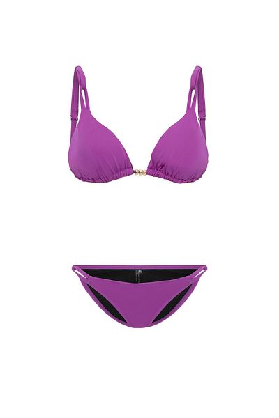 AQUAVİVA Women's Purple Izabella Triangle Bikini Set with Gold Accessories