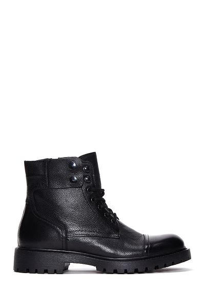 Derimod Black Leather Men's Casual Boots - Zippered 24wfd7002ft