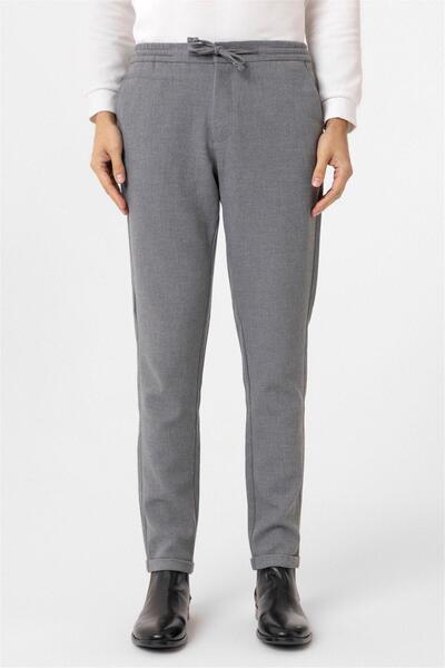 SÜVARİ Gri Slim Fit Düz Jogger Pantolon