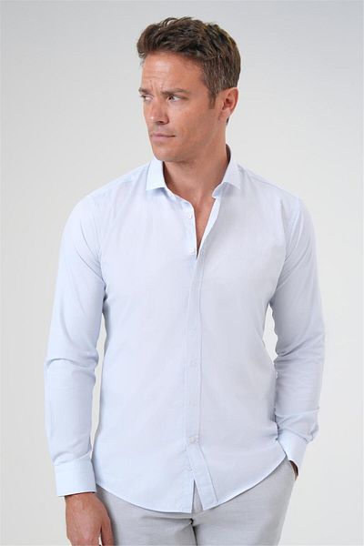 SÜVARİ Cămașă cu guler clasic, slim fit, albastru gheață