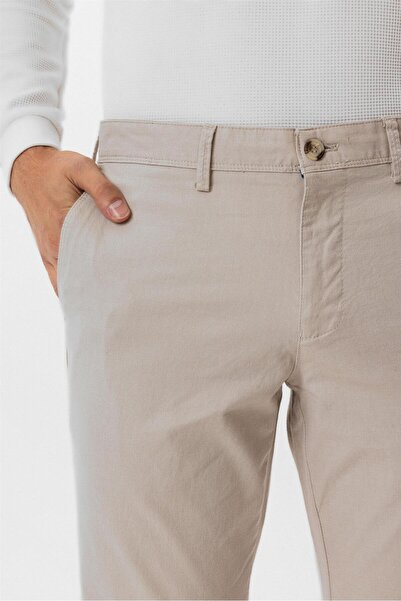 SÜVARİ Bej Slim Fit Armürlü Kanvas Pantolon