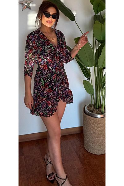 Daves Chiffon Fabric Lining Ruffled Floral Dress