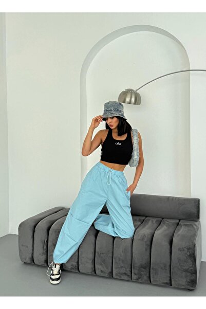 Zeo Basic PARAŞÜT KUMAŞ BEL VE PAÇA LASTİK DETAYLI PANTOLON