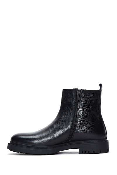 Derimod Black Leather Men's Casual Boots - Zippered, 24wfd6304ft