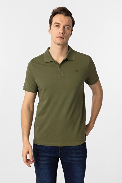 SÜVARİ Μπλουζάκι με λαιμόκοψη πόλο χακί εφαρμοστό