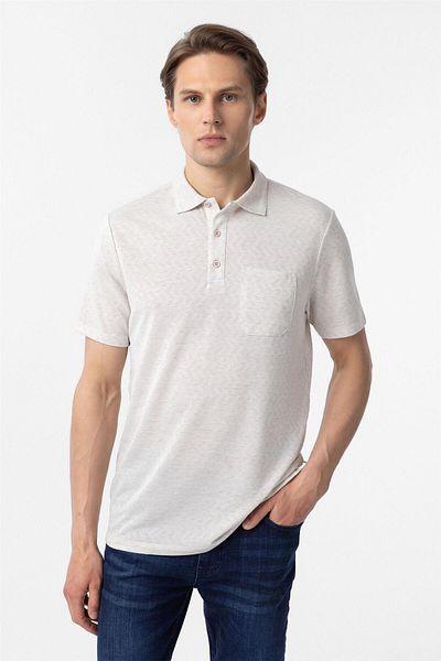SÜVARİ Ecru Regular Dobby Polo Neck T-Shirt