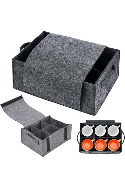 PIASHOW Camping/caravan Cup Holder, Felt, Grey, 28 X 21 Cm