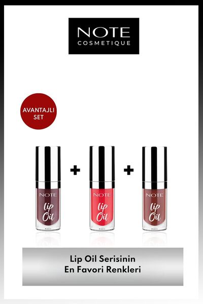 NOTE Lip Oil Nemlendirici ve Parlatıcı Dudak Bakım Yağı 3'lü Makyaj Seti