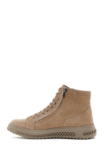 Derimod Beige Nubuck Leather Men's Casual Boots - Double Zipper, Model 24wfd7001v3