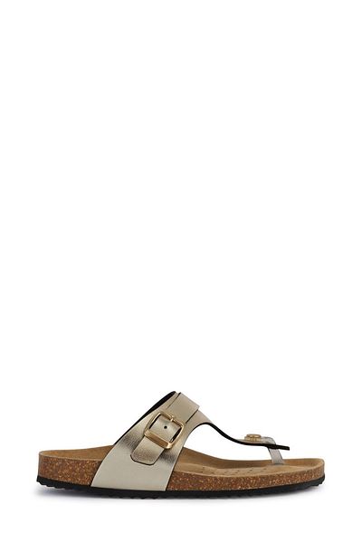 Geox Papuci de damă Brionia din piele aurie - Flip Flops D35lsk000bnc2012