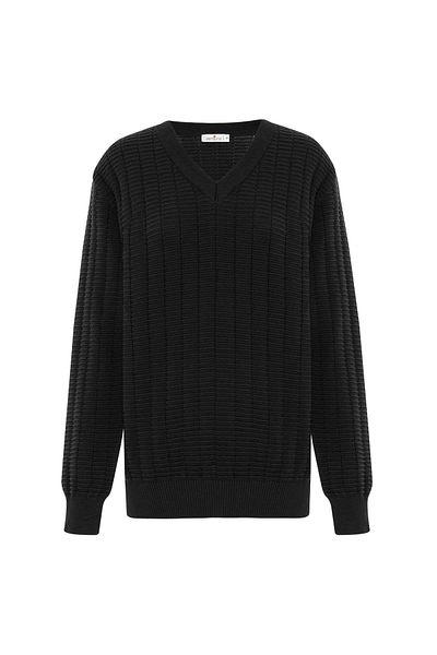 Peraluna Pulover cu gât „V Neck” Zacha Pulover bărbătesc sezonier cu dungi în trei mărimi - Gri